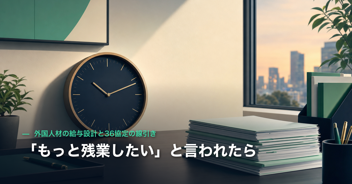 「もっと残業したい」と言われたら|外国人材の給与設計と36協定の線引き