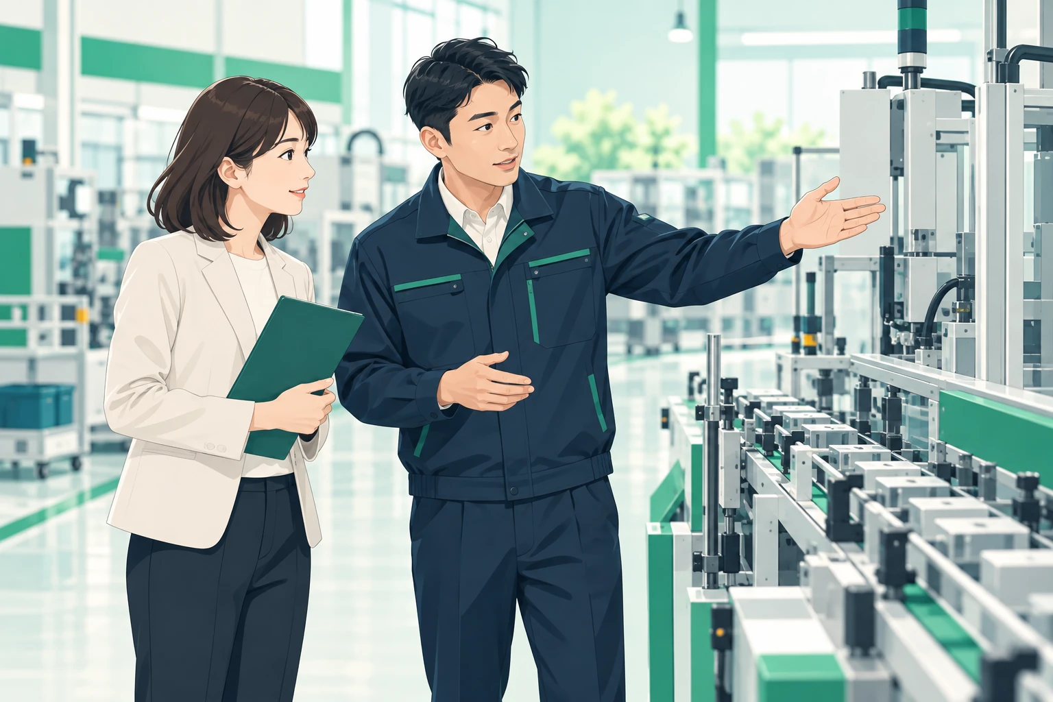 監理支援機関の担当者が受入れ企業の現場を実地で確認している様子