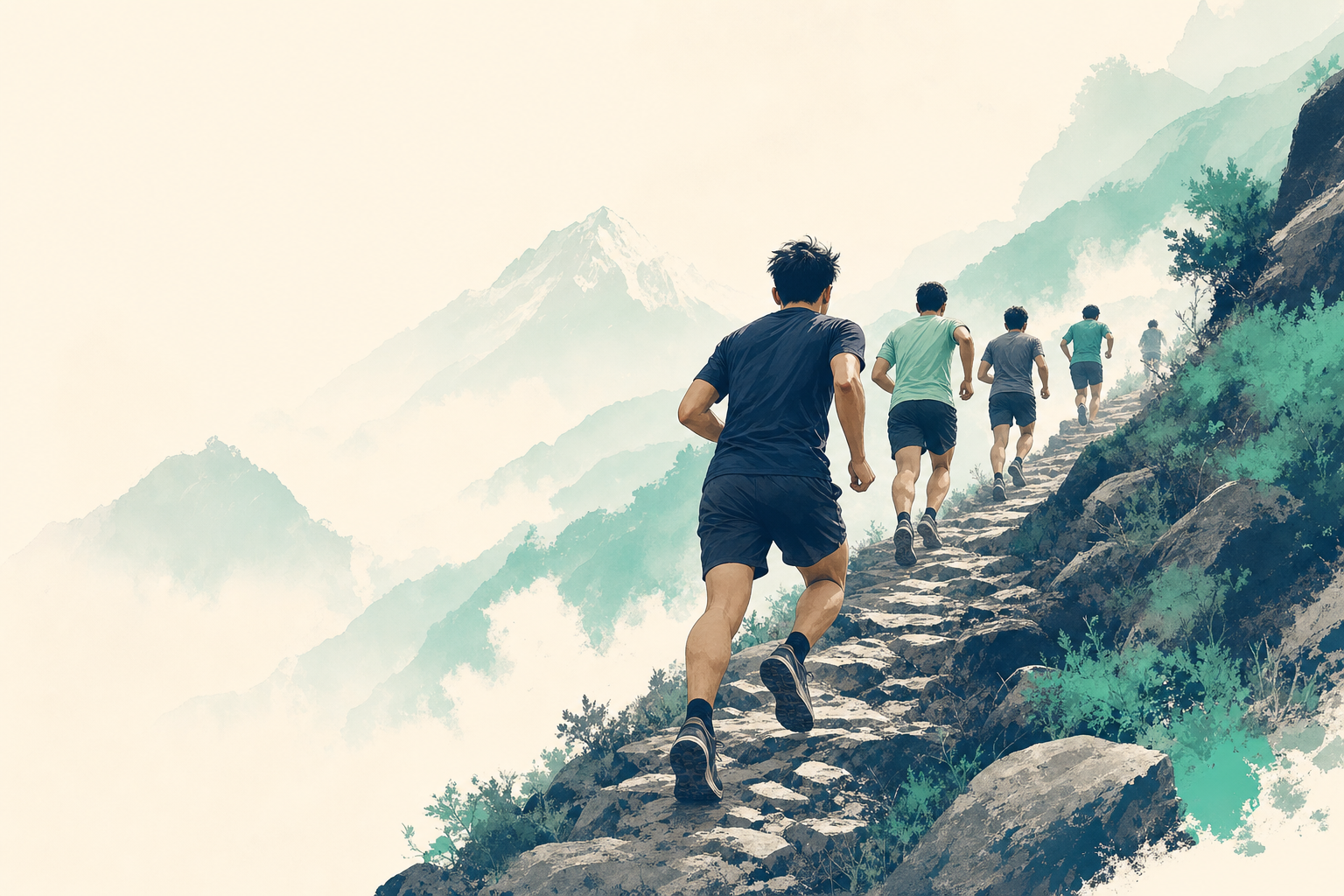 ネパールの山道を走って登る若者たち——選抜に向けた日常の鍛錬