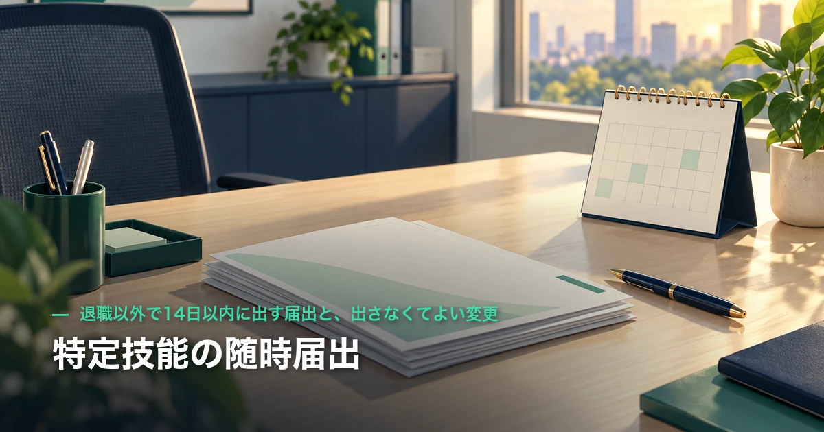 特定技能の随時届出｜退職以外で14日以内に出す届出と、出さなくてよい変更